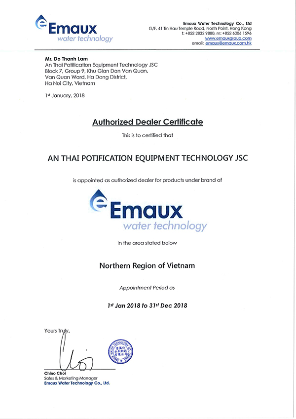 Giấy ủy quyền Emaux Anthaipool